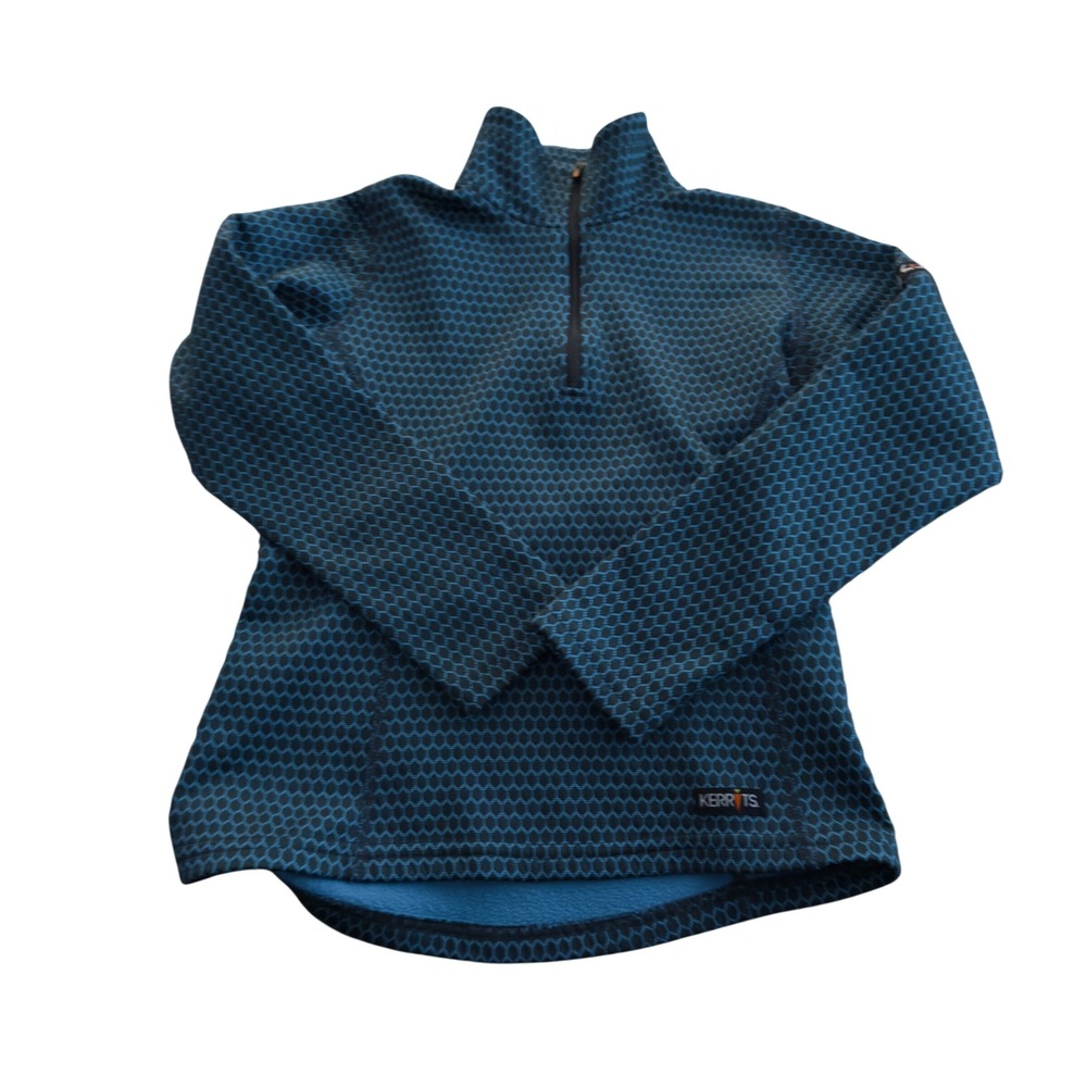 Kerrits Medium Fleece Quarter Zip Pullover‎ Blue Honeycomb Riding Athletic Top